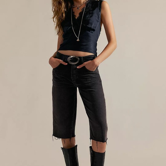 NWT Free People Jam Session Relaxed Capri Jeans/black/size 29 - Picture 1 of 4